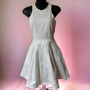 PARKER Hudson White Textured Cutout Back‎ Fit and Flare Mini Dress